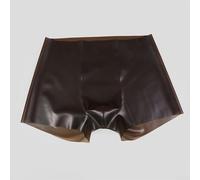 Mens Stretchy Latex Boxer Briefs Rubber Underwear See Through Low Waist Seamless Design Erotic Safety Panties (L Black)