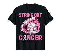 Men's Strike Out Cancer Drip Baseball Breast Cancer Awareness Value Graphic T-Shirt