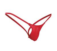 Men's Strings Bikini Briefs Comfortable Thongs Underwear G-String Underpants Sexy Bulge Pouch Bikini Panties Low Rise T Back Thong Silky Touch Thongs Erotic Briefs Gift for Boyfriend Husband Red