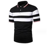 Mens Stripe Polo Shirt Short Sleeve: Bright Colour Button-Down Collar Casual Top, Summer Breathable Cotton Blend For Streetwear & Outdoor Activities