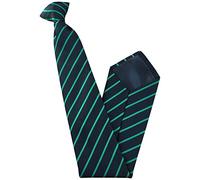 Men's Striped Clip On Tie (Black with Thin Green Stripe)
