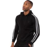 Mens Striped Fleece Pullover Hoody | Enzo Designer Menswear - Black / M