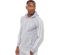 Mens Striped Fleece Pullover Hoody | Enzo Designer Menswear - Khaki / 2XL