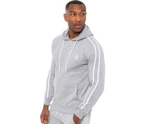 Mens Striped Fleece Pullover Hoody | Enzo Designer Menswear - Khaki / L