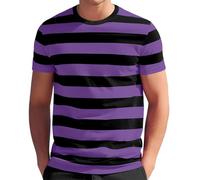 Mens Striped Shirt Short Sleeve Stripe Shirts Crewneck T-Shirts Classic Stylish Patchwork Tops Casual Workout Blouse Playera para Hombre(Z02-Purple, L)
