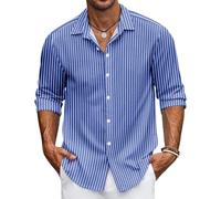 Men's Striped Shirts Casual Long Sleeve Button Down Shirts (UK, Alpha, 5XL, Regular, Regular, #1)