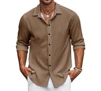 Men's Striped Shirts Casual Long Sleeve Button Down Shirts (UK, Alpha, L, Regular, Regular, #12)