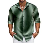 Men's Striped Shirts Casual Long Sleeve Button Down Shirts (UK, Alpha, XL, Regular, Regular, #10)