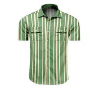 Men's Striped Shirts Casual Short Sleeve Button Down Summer Hawaiian Shirts (UK, Alpha, 3XL, Regular, Regular, #13)
