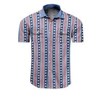 Men's Striped Shirts Casual Short Sleeve Button Down Summer Hawaiian Shirts (UK, Alpha, M, Regular, Regular, #11)