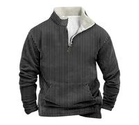 Mens Striped Sweatshirt Men Pullover Jumper Long Sleeve Printed Pullover Half Zip Jumper Zipped Stripe Sweater Casual Trend Sweatshirts For Office Work Workwear Stand Collar Sweatshirts