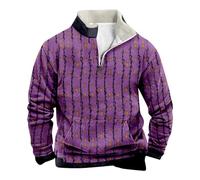 Mens Striped Sweatshirt Men Pullover Jumper Long Sleeve Printed Pullover Half Zip Jumper Zipped Stripe Sweater Casual Trend Sweatshirts For Office Work Workwear Stand Collar Sweatshirts