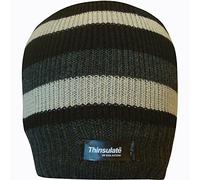 Mens Striped Thermal Knit Fleece Lined Thinsulate Winter Beanie Hat