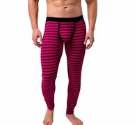 Mens Striped Thermal Long Johns, Comfortable Fit Men’s Base Layer, Breathable Lightweight Long Pants, Stretch Fit Long Johns for Men, Stylish Printed Men’s Leggings - Ideal for Cold Weather
