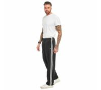 Mens Striped Track Suit Bottom Casual Elasticated Waist Tracksuit Bottoms Silky Joggers Jogging Jog Trousers Leisure Gym Sports Yoga Open Hem Pull On Pants Plus Big King Sizes(Stripe Black, 3XL)