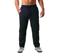 Men's Striped Trousers | Casual Drawstring Elasticated Waist Business Office Pants | Comfortable Straight Leg Work Long Pants | Relaxed Fit Casual Striped Trousers with Pockets | Men Joggers Black
