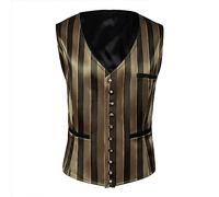 Mens Stripes Victorian Suit Vest Renaissance Steampunk Gothic Jacquard Waistcoat with Button Men's Short Dress Vest Medieval Court Vests Victorian Halloween Costume Gentleman Formal Basic Clothes