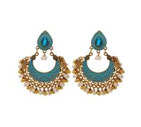 mens stud earrings,2025 Trend Bohemian Vintage Ethnic Fan Shaped Alloy Carved Beads Bells Tassel Indian Earrings For Women Party Jewelry