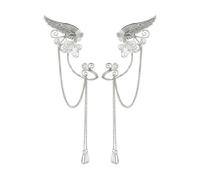 mens stud earrings,Charm Fairy Long Tassel Elf Ear Cuff Wrap Wings Resin Flowers No Piercing Elven Clip On Earrings For Women Cosplay Cosplay