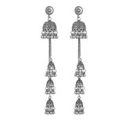 mens stud earrings,Ethnic Style Retro Antique Silver Color Alloy Bead Bells Tassel Long Dangling Earrings Women Indian Jewelry