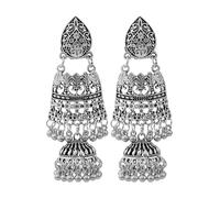 mens stud earrings,Ethnic Style Vintage Antique Silver Color Alloy Carving Indian Totem Beads Bells Tassel Earrings Women's Party Accessories