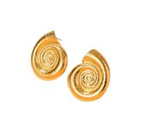 mens stud earrings,Golden Fashionable Conch Spiral Texture Stud Earrings For Women High-Grade Tarnish-proof Charm Jewelry Femme