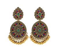 mens stud earrings,Indian Ethnic Jewelry Boho Vintage Droplet Shaped Alloy Carved Rhinestone Beads Tassel Earrings For Women Accessories