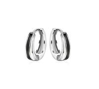 mens stud earrings,Korean Style Black White Earrings with Drop Glue Simple Temperament Silver Earring Versatile Ear Buckle For Women