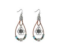 mens stud earrings,Pendientes de mujer respetuosas con el medio ambiente con doble cuerda de cuero tejida con patrones de perlas y flores de meloco