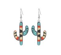 mens stud earrings,Western style Colorful Oil Dropping Cactus Pendant Women's Earrings