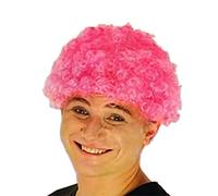 Mens Stylish Afro Wig Adults Fancy Dress Party Wear Disco Party Curly Afro Wig One Size (Pink One Size)