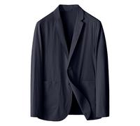 Men's Stylish Stretchy Sport Coat Lightweight Double Breasted Solid Color Blazer Casual Versatile Suit Jacket, Navy, XL