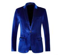 Men's Stylish Velvet Blazer for Business Meetings and Wedding Functions with Comfort Fit Slight Stretch Long Sleeve Suit Jacket All Season Wear (3XL Blue)