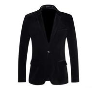Men's Stylish Velvet Blazer for Business Meetings and Wedding Functions with Comfort Fit Slight Stretch Long Sleeve Suit Jacket All Season Wear (3XL Black)