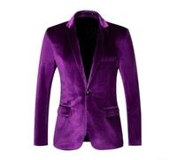 Men's Stylish Velvet Blazer for Business Meetings and Wedding Functions with Comfort Fit Slight Stretch Long Sleeve Suit Jacket All Season Wear (3XL Purple)