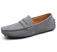 Mens Suede Casual Loafers Moccasins Summer Slip On Driving Shoes Comfy Flat Walking Pump Shoes Grey 6 UK