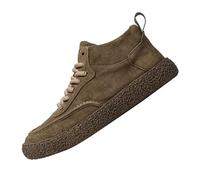 Men's Suede High Top Trainers for Casual Wear, Vintage Lace-Up Sneakers with Textured Anti-Slip Sole, Soft Faux Leather Upper, Cushioned Insole, Reinforced Stitching, Flexible Rubber Grip Khaki