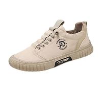 Men's Suede Lace up Work Shoes with Chunky Sole, Low Top Casual Trainers for Men, Durable Anti Slip Outsole, Cushioned Insole, Soft Lining, Round Toe Design, Classic Stitch Detail Khaki