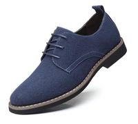 Men's Suede Leather Lace Up Derbys Brogues Shoes, Mens Formal Shoes Brogues Wedding Shoe Casual Stacked Heel Office Shoe Classic Oxfords (Blue,8)