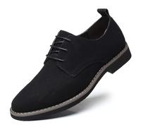 Men's Suede Leather Lace Up Derbys Brogues Shoes, Mens Formal Shoes Brogues Wedding Shoe Casual Stacked Heel Office Shoe Classic Oxfords (Black,5)