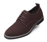 Men's Suede Leather Lace Up Derbys Brogues Shoes, Mens Formal Shoes Brogues Wedding Shoe Casual Stacked Heel Office Shoe Classic Oxfords (Brown,7)