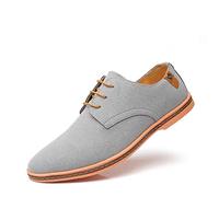 Men's Suede Leather Urban Shoes Classic Lace Up Comfortable Oxford Casual Shoes Business Dress Spring Summer Grey Size 11 UK