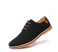 Men's Suede Leather Urban Shoes Classic Lace Up Comfortable Oxford Casual Shoes Business Dress Spring Summer Black Size 9 UK