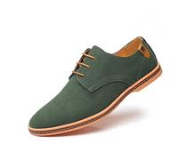 Men's Suede Leather Urban Shoes Classic Lace Up Comfortable Oxford Casual Shoes Business Dress Spring Summer Green Size 6.5 UK