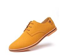 Men's Suede Leather Urban Shoes Classic Lace Up Comfortable Oxford Casual Shoes Business Dress Spring Summer Camel Size 8 UK