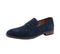 Men's Suede Loafers British Style Genuine Leather Slip On Shoes Korean Fashion Casual Driving Moccasins Comfortable Footwear(Blue,10)