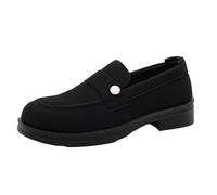 Mens Suede Loafers Three Color Metal Buckle Old Money Style Slip On Comfortable Minimalist Fashion Soft Feel Lightweight Casual Shoes for Daily Commute and Office Wear(Black,8.5)