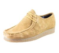 Men's Suede Moccasin Shoes, Memory Foam Comfort, Lace-Up, Black, Navy, Tan (Tan, UK Footwear Size System, Adult, Men, Numeric, Medium, 8)