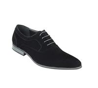 Mens Suede & Patent Shiny Leather Line Formal Oxford Lace up Italian Style Shoes [Black Suede,UK 10 EU 44]