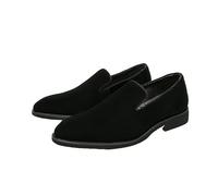 Mens Suede Pointed Toe Loafers Slip On Dress Shoes with Red Sole British Style Driving Shoes for Men Fashion Forward Footwear(Black,8.5)